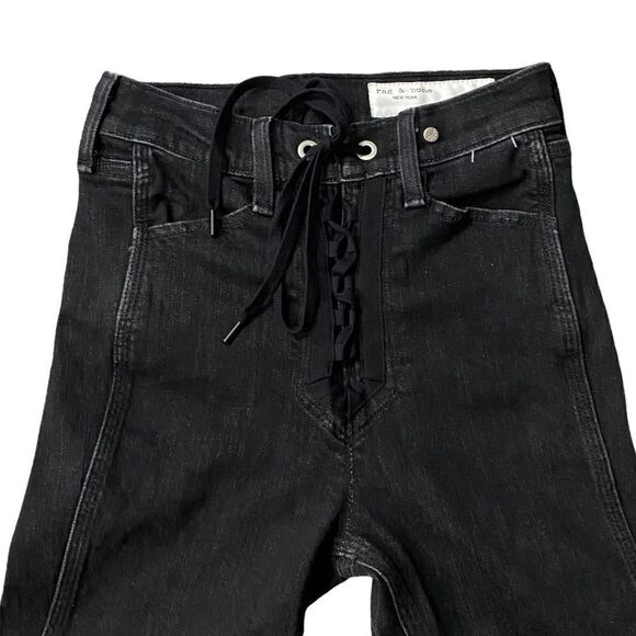 𝅺rag Bone Sz 24 Black Ariel Lace Up High Rise Jeans - Picture 3 of 7